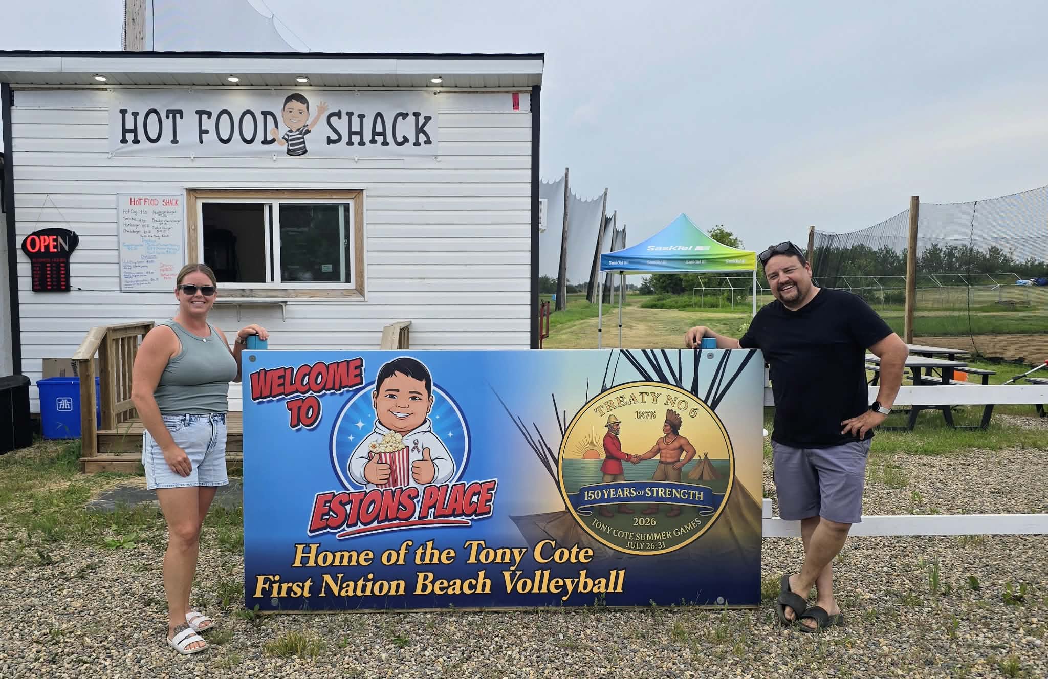 Eston’s Place Owner, Nathan Arias (right) with North Battleford Mayor, Kelli Hawtin (left)